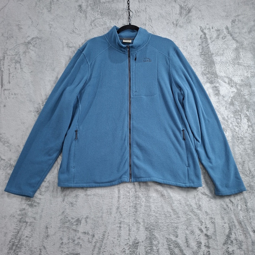 LL Bean Jacket Mens Large Reg Waffle Knit Grid Fleece Polartec‎ Full Zip Pockets